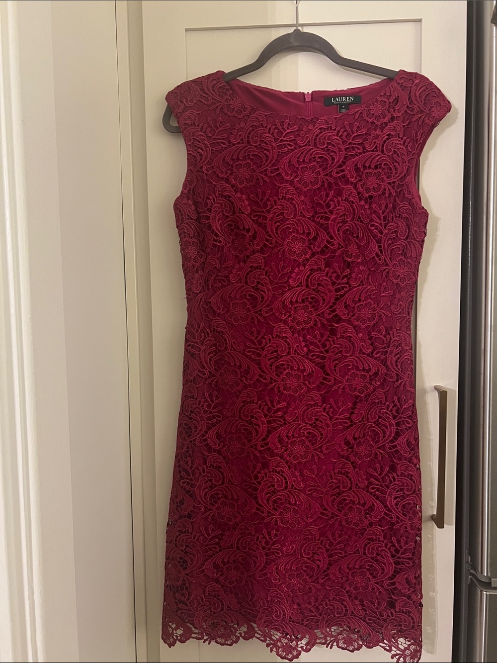 Lauren Ralph Lauren Berry Lace Sheath Mini Dress
